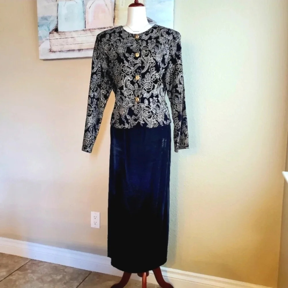 RICHARD KRISTALL | Velvet Metallic Glitter Blazer sz L - Picture 1 of 11